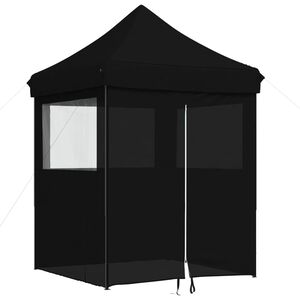vidaXL Skladac&iacute; pop-up p&aacute;rty stan so 4 bočn&yacute;mi stenami čierny