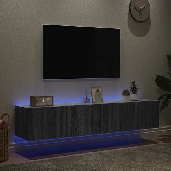 vidaXL TV n&aacute;stenn&eacute; skrinky s LED svetlami 2 ks siv&eacute; sonoma 80x35x31 cm