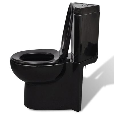 vidaXL Keramická toaleta/WC do kúpeľne, rohová, čierna