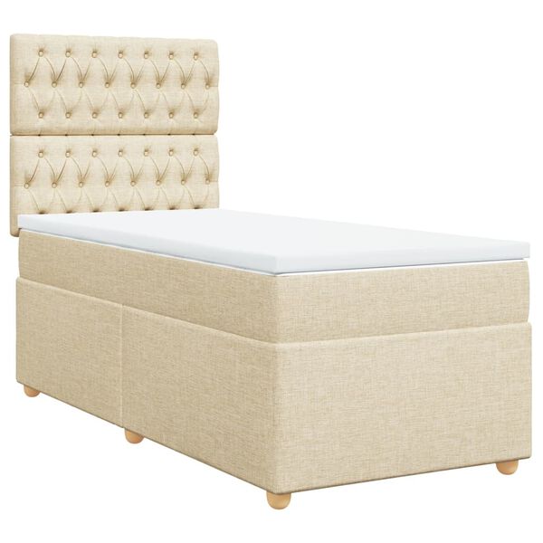 vidaXL Posteľn&yacute; r&aacute;m boxspring s matracom kr&eacute;mov&yacute; 90x190 cm l&aacute;tka