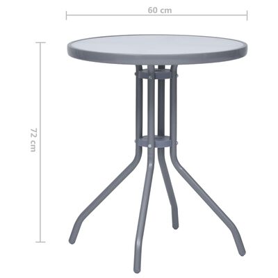 vidaXL Záhradný stôl bledosivý 60 cm oceľ a sklo