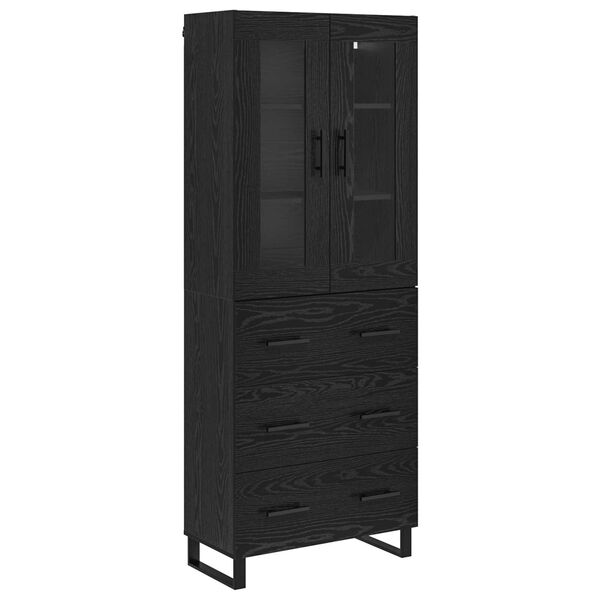 vidaXL Highboard 2 pcs Čierny dub Drevovl&aacute;knit&aacute; doska a sklo