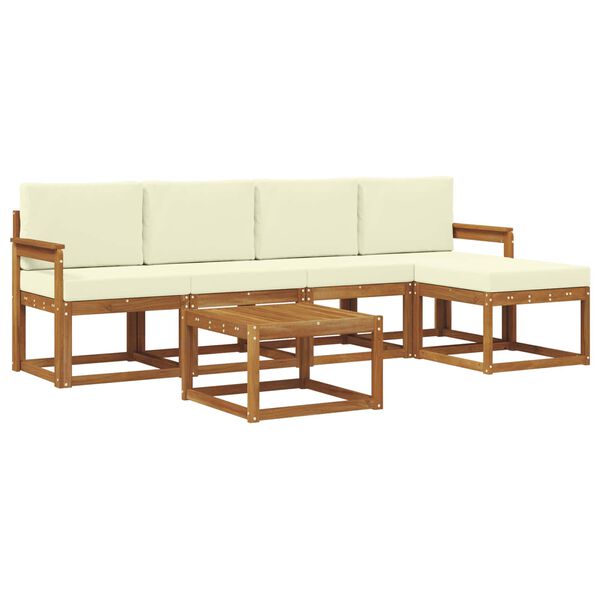 vidaXL Z&aacute;hradn&aacute; s&uacute;prava gaučov s vank&uacute;&scaron;om 6 pcs Pr&iacute;rodn&aacute; a kr&eacute;mov&aacute;