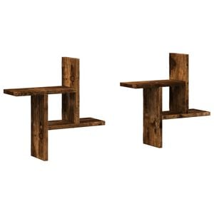 vidaXL N&aacute;stenn&eacute; police 2 ks dymov&yacute; dub 38x12x38 cm kompozitn&eacute; drevo