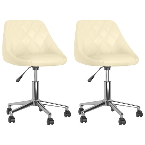 vidaXL Otočn&eacute; jed&aacute;lensk&eacute; stoličky 2 ks kr&eacute;mov&eacute; umel&aacute; koža