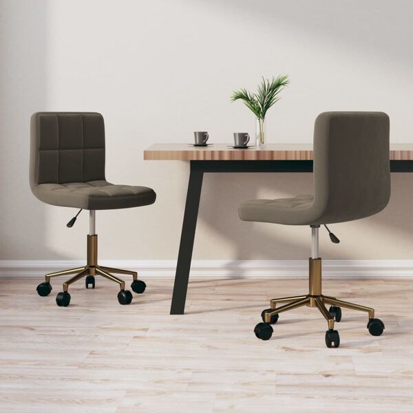 vidaXL Otočn&eacute; jed&aacute;lensk&eacute; stoličky 2 ks tmavosiv&eacute; zamatov&eacute;