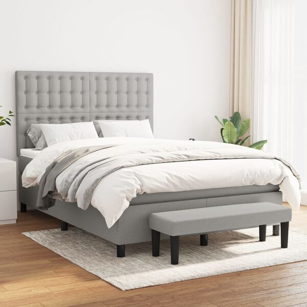 vidaXL Boxspring posteľ s matracom bledosiv&aacute; 140x200 cm l&aacute;tka