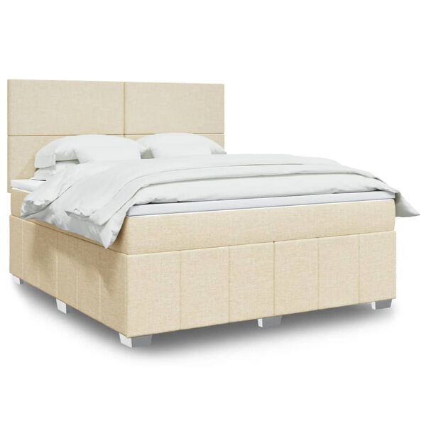 vidaXL Posteľn&yacute; r&aacute;m boxspring s matracom kr&eacute;mov&yacute; 180x200 cm l&aacute;tka