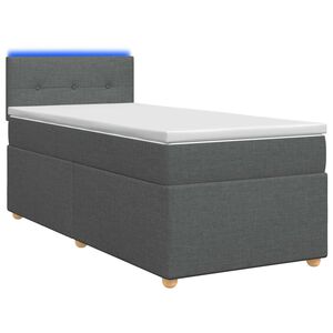 vidaXL Posteľ s boxspringom a matracom a LED Tmavosiv&aacute; 90 x 190 cm
