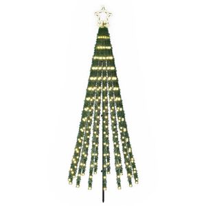 vidaXL LED vianočn&yacute; stromček 180 cm 255 LED Tepl&aacute; biela Oceľ Čierna