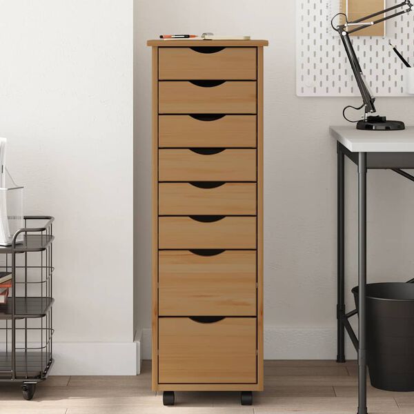 vidaXL Skrinka so zásuvkami na kolieskach MOSS medovobiela borovica