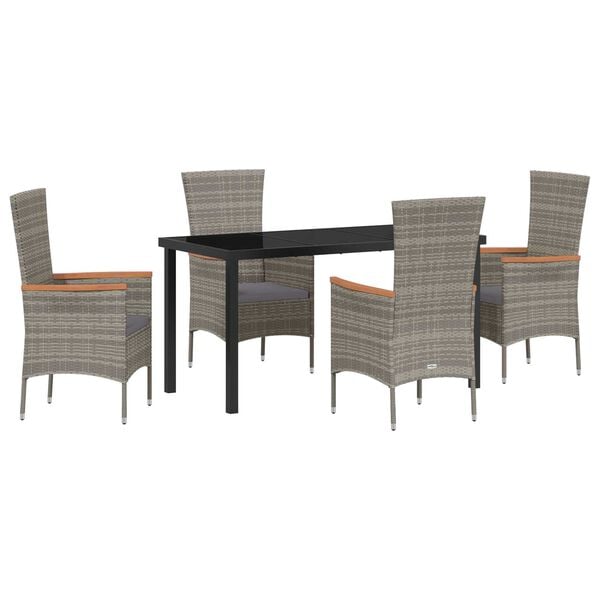 vidaXL Z&aacute;hradn&yacute; jed&aacute;lensk&yacute; set s vank&uacute;&scaron;om 5 pcs Siv&aacute;