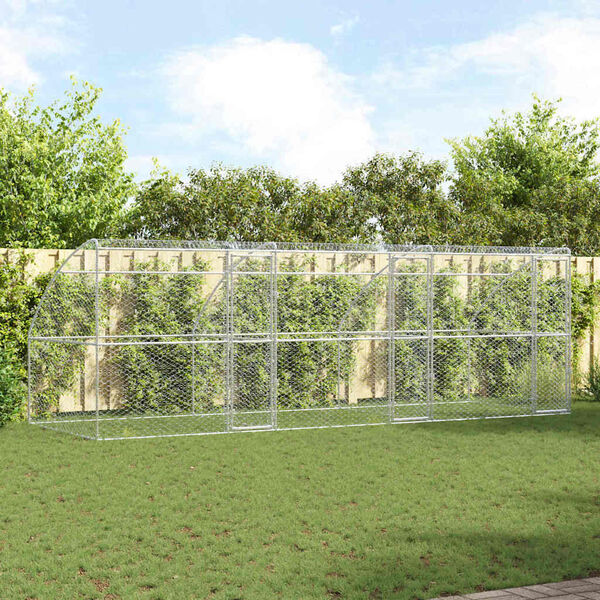 vidaXL Ps&iacute; kennel 3 pcs Strieborn&aacute; 6 x 2 x 2 m Pozinkovan&aacute; oceľ