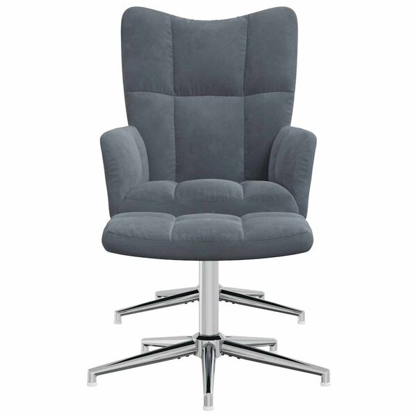 vidaXL Relaxačné kreslo s podnožkou, tmavosivé, zamatové