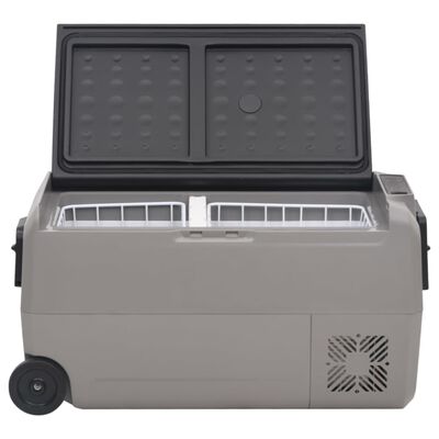vidaXL Chladiaci box s kolieskom a rukoväťou čierno-sivý 50 l PP a PE