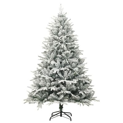 vidaXL Umelý vianočný stromček s LED, sadou gúľ a snehom 180cm PVC+PE