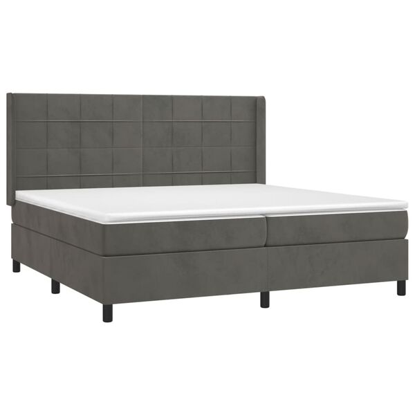vidaXL Posteľn&yacute; r&aacute;m boxspring s matracom tmavosiv&yacute; 200x200 cm zamat