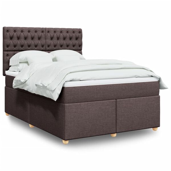 vidaXL Boxspring posteľ s matracom tmavohned&aacute; 140x200 cm l&aacute;tka