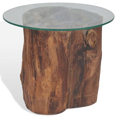 vidaXL Konferenčný stolík, teakové drevo a sklo, 50x40 cm