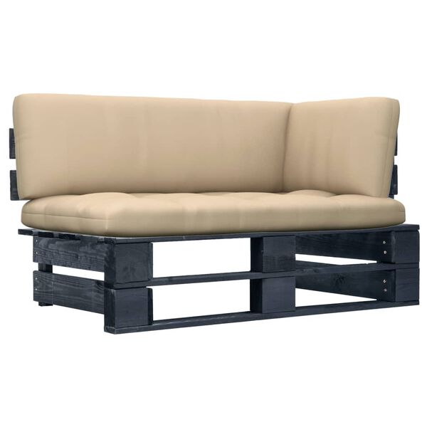 vidaXL Z&aacute;hradn&aacute; rohov&aacute; pohovka z paliet, čierna impregnovan&aacute; borovica