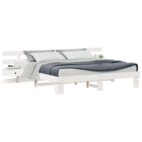 vidaXL R&aacute;m postele Biela 200 x 200 cm Mas&iacute;vne borovicov&eacute; drevo