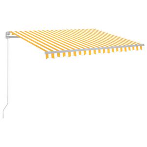 vidaXL Ručne zaťahovacia mark&iacute;za s LED 300x250 cm žlto-biela