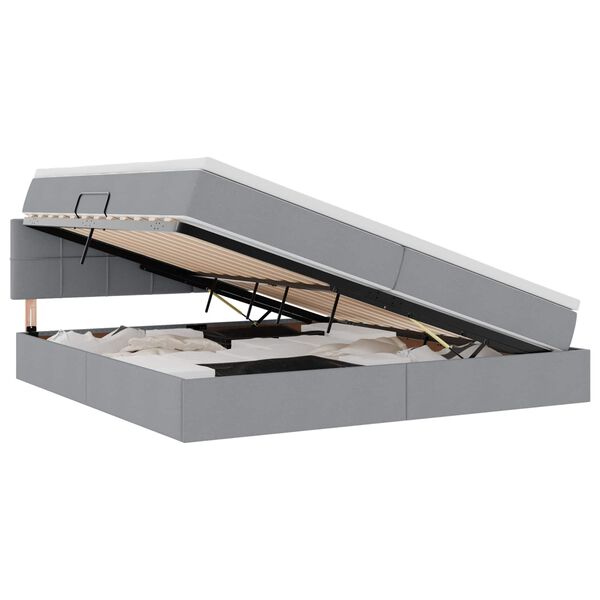 vidaXL Postel s &uacute;ložn&yacute;m prostorem a matrac&iacute; Svetlosiv&aacute; 200 x 200 cm