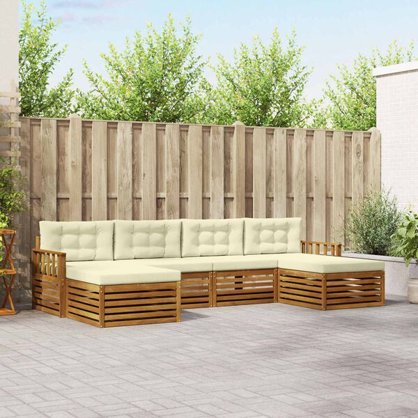 vidaXL S&uacute;pravy pohoviek 6 pcs Pr&iacute;rodn&aacute; a kr&eacute;mov&aacute; Pevn&eacute; ak&aacute;ciov&eacute; drevo