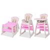 vidaXL Vysoká detská jedálenská stolička s pultíkom 3-v-1, ružová