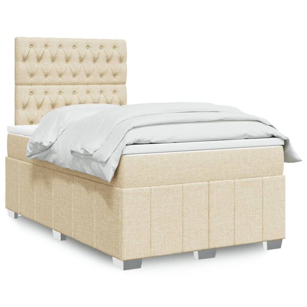 vidaXL Boxspring posteľ s matracom kr&eacute;mov&yacute; 120x200 cm l&aacute;tka