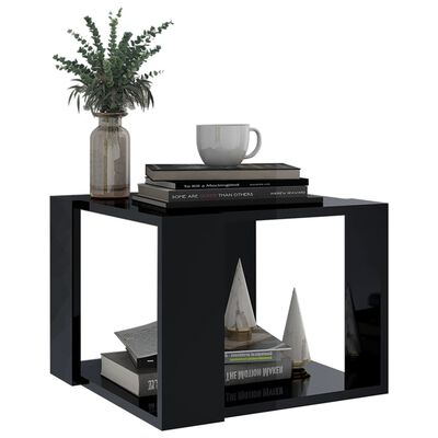 vidaXL Konferenčný stolík lesklý čierny 40x40x30 cm drevotrieska