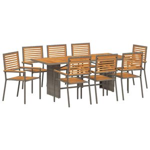 vidaXL Z&aacute;hradn&yacute; jed&aacute;lensk&yacute; set 9 pcs Siv&aacute; a hned&aacute; polyratan