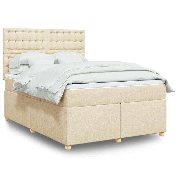 vidaXL Posteľn&yacute; r&aacute;m boxspring s matracom kr&eacute;mov&yacute; 160x200 cm l&aacute;tka