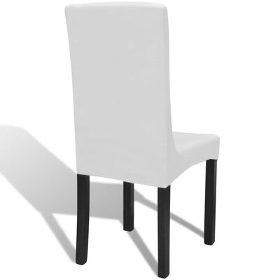 vidaXL Rovný naťahovací návlek na stoličku, 4 ks, biely