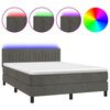 vidaXL Posteľ boxsping s matracom a LED tmavosiv&aacute; 140x200 cm zamat