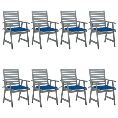 vidaXL Záhradné jedálenské stoličky s vankúšmi 8 ks akáciový masív
