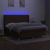 vidaXL Posteľ boxsping s matracom a LED tmavohned&aacute; 160x200 cm l&aacute;tka
