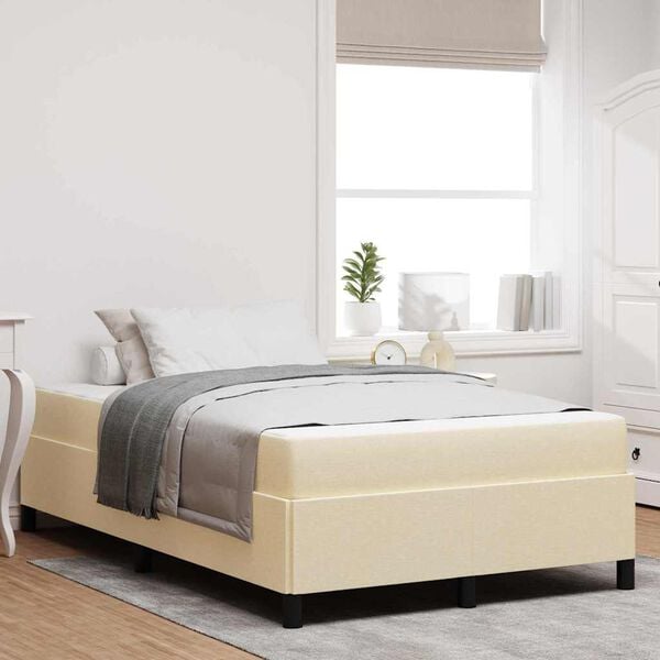 vidaXL Posteľ s pružinovým rámom Krémová a čierna 120 x 190 cm