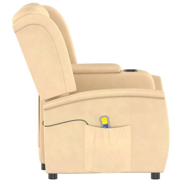 vidaXL 2-miestne skl&aacute;pacie mas&aacute;žne kreslo+držiak na poh&aacute;re, kr&eacute;mov&eacute;