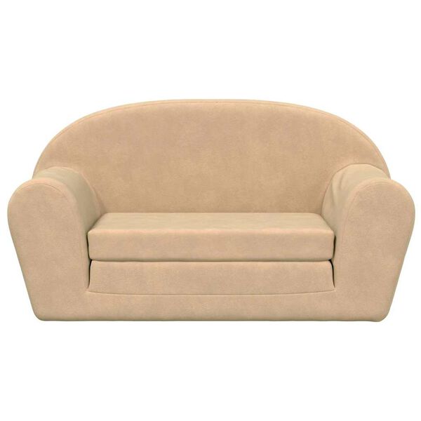 vidaXL Detská rozkladacia pohovka 2-miestna krémová mäkký plyš