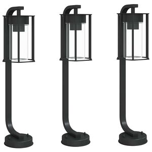 vidaXL Vonkaj&scaron;ie stojace lampy 3 ks čierne 60 cm nehrdzavej&uacute;ca oceľ