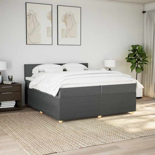 vidaXL Boxspring posteľ s matracom tmavosiv&aacute; 200x200 cm l&aacute;tka