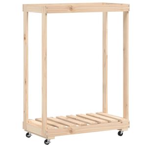 vidaXL Držiak na polen&aacute; s kolieskami 76,5x40x108 cm mas&iacute;vna borovica