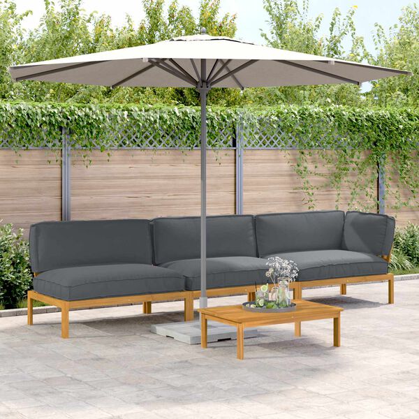 vidaXL Sada pohoviek s vank&uacute;&scaron;om 4 pcs Antracit Pevn&eacute; ak&aacute;ciov&eacute; drevo