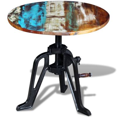 vidaXL Príručný stolík, recyklovaný masív, liatina 60x(42-63) cm