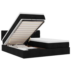 vidaXL Osmansk&yacute; r&aacute;m postele s matracmi čierna 200x200 cm l&aacute;tka