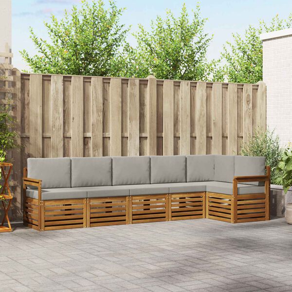 vidaXL S&uacute;pravy pohoviek s vank&uacute;&scaron;om 6 pcs Pr&iacute;rodn&aacute; a svetlosiv&aacute;