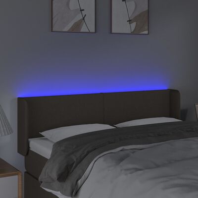 vidaXL Čelo postele s LED sivohnedé 147x16x78/88 cm látka