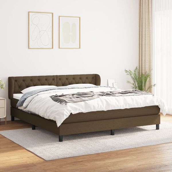 vidaXL Boxspring posteľ s matracom tmavohned&aacute; 160x200 cm l&aacute;tka