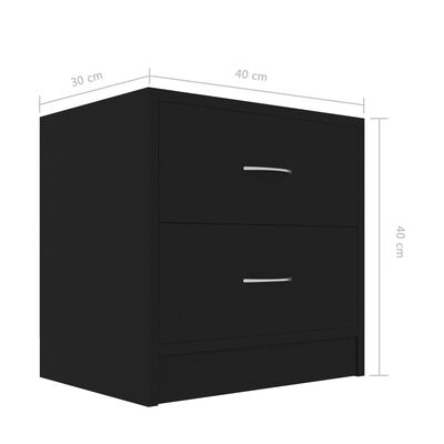 vidaXL Nočné stolíky 2 ks, čierne 40x30x40 cm, drevotrieska